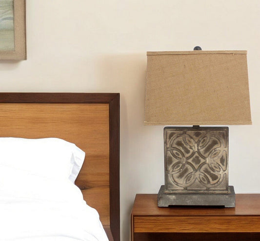 4.75 X 11.75 X 24.75 Brown Vintage With Khaki Linen Shade - Table Lamp - Homeroots - Flyclothing LLC