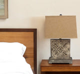 4.75 X 11.75 X 24.75 Brown Vintage With Khaki Linen Shade - Table Lamp - Homeroots - Flyclothing LLC