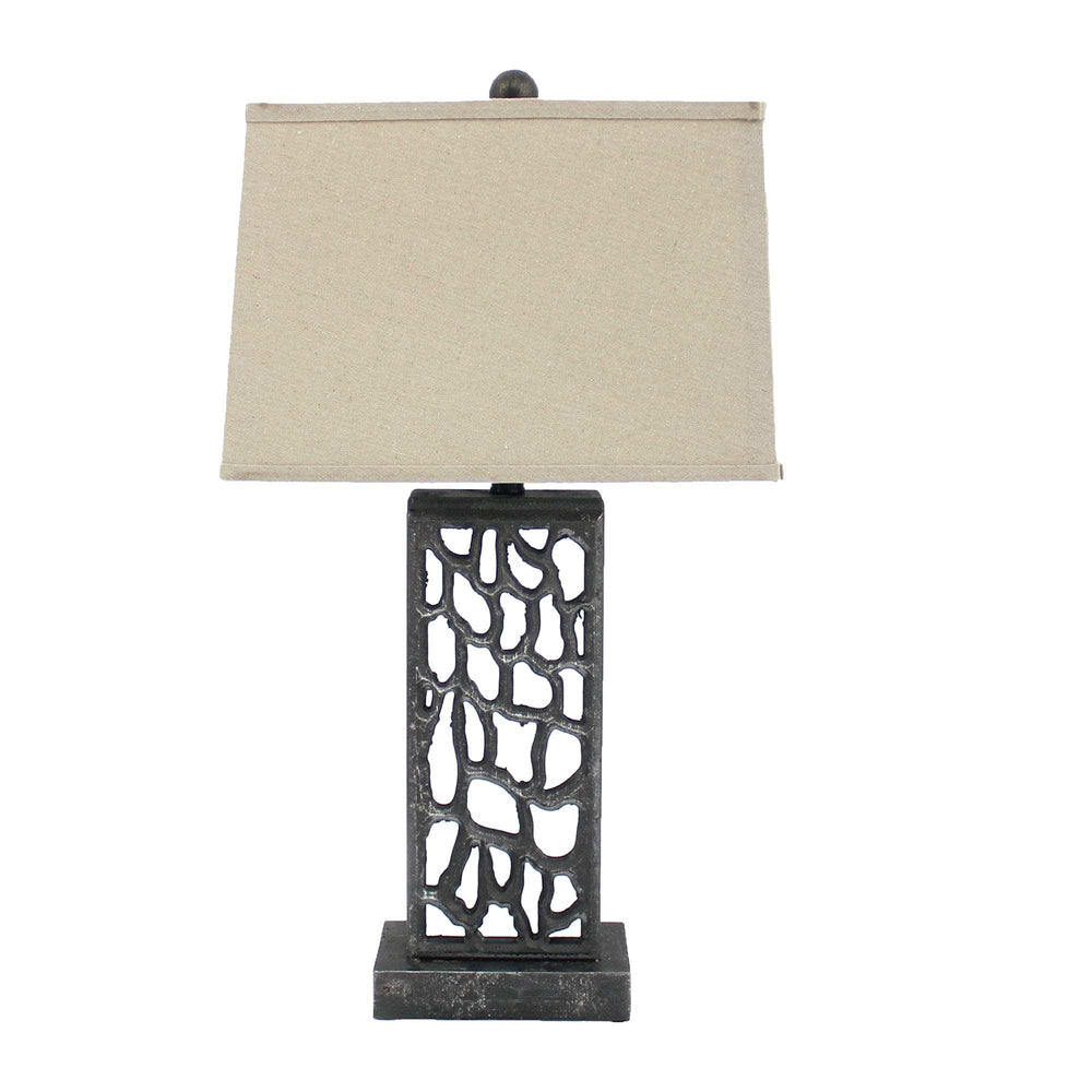 5 X 8 X 28.75 Silver Metal With Multi Mini Grotto Pattern - Table Lamp - Homeroots - Flyclothing LLC