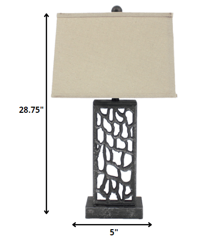 5 X 8 X 28.75 Silver Metal With Multi Mini Grotto Pattern - Table Lamp - Homeroots - Flyclothing LLC