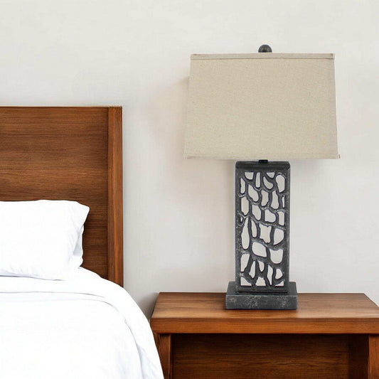 5 X 8 X 28.75 Silver Metal With Multi Mini Grotto Pattern - Table Lamp - Homeroots - Flyclothing LLC