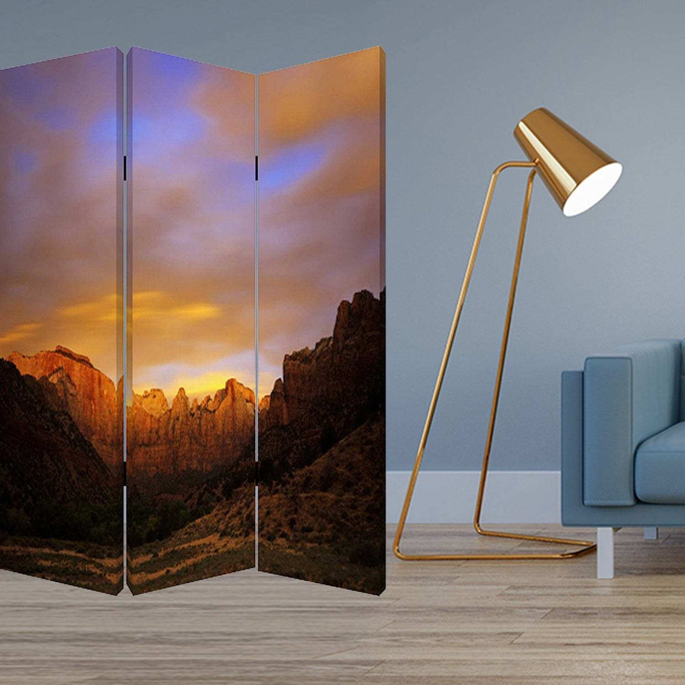 48 X 72 Multi Color Wood Canvas Desert Screen - Homeroots - Flyclothing LLC