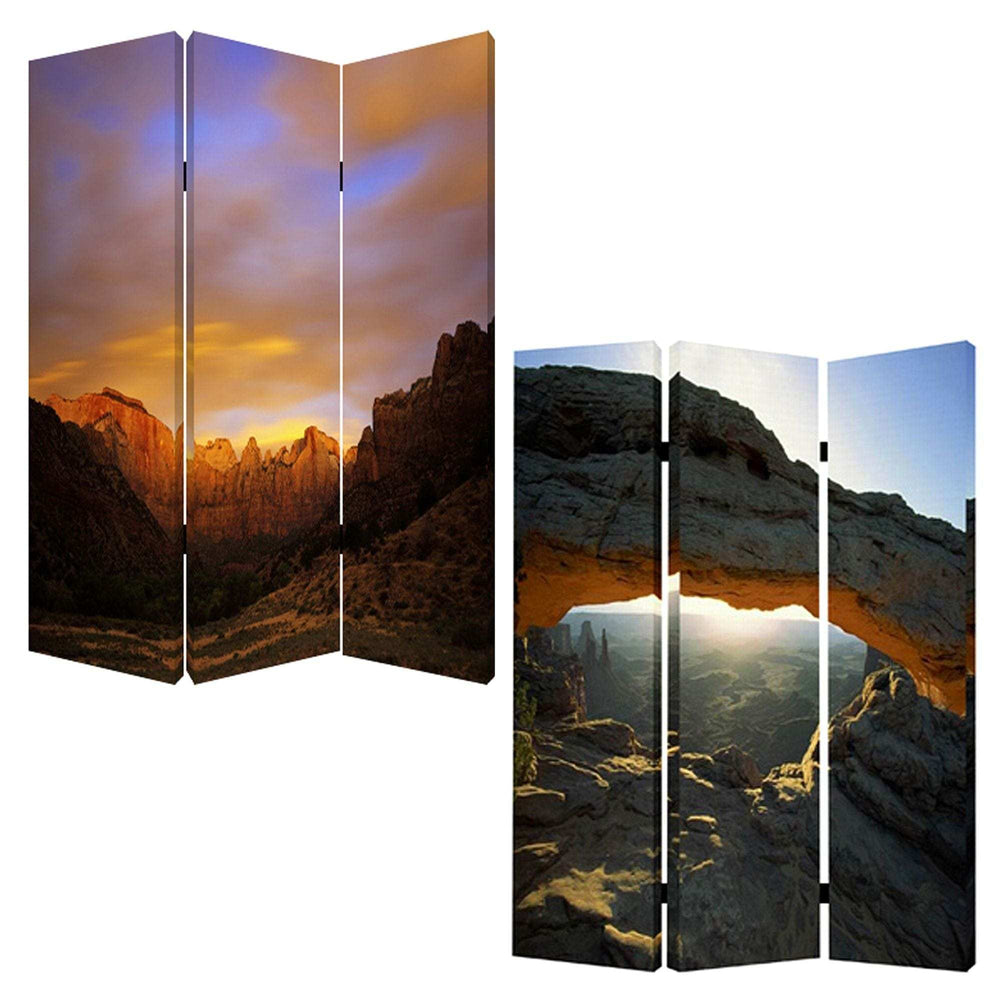 48 X 72 Multi Color Wood Canvas Desert Screen - Homeroots - Flyclothing LLC