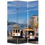 48" X 72" Multi Color Wood Canvas San Francisco Screen - Homeroots