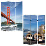 48" X 72" Multi Color Wood Canvas San Francisco Screen - Homeroots
