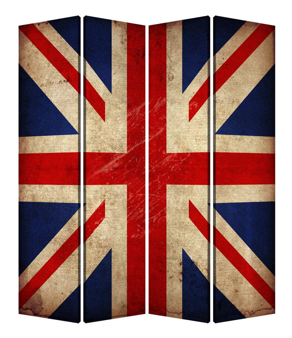 84 X 84 Multi Color Wood Canvas Union Jack Screen - Homeroots - Flyclothing LLC