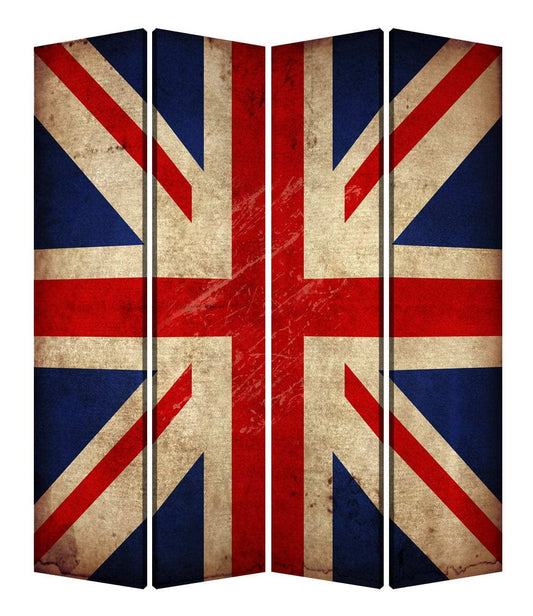 84 X 84 Multi Color Wood Canvas Union Jack Screen - Homeroots - Flyclothing LLC