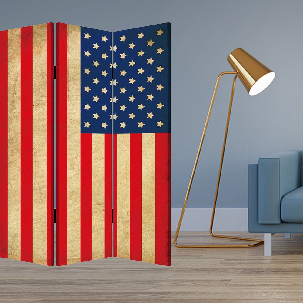 48 X 72 Multi Color Wood Canvas American Flag Screen - Homeroots - Flyclothing LLC