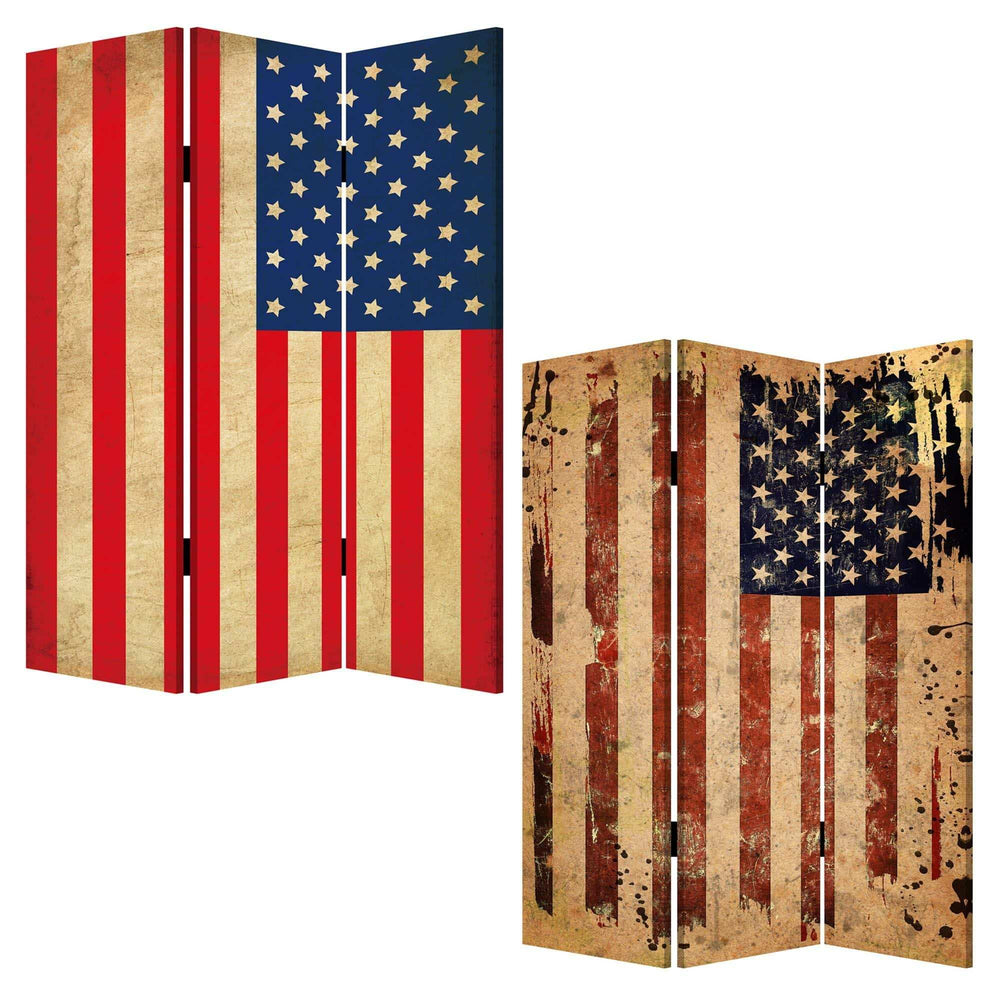 48 X 72 Multi Color Wood Canvas American Flag Screen - Homeroots - Flyclothing LLC