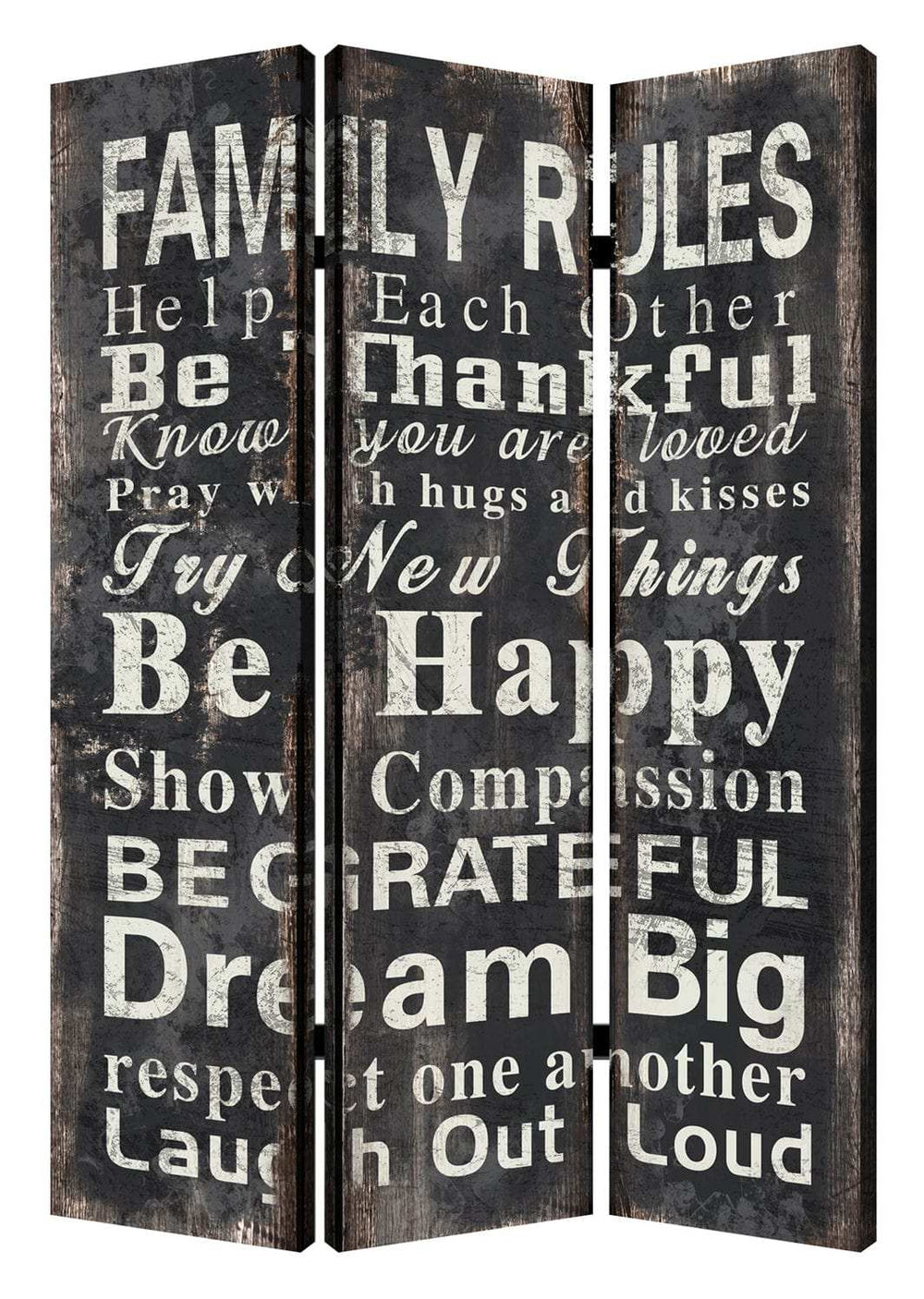 48 X 72 Multi Color Wood Canvas Family Rule Screen - Homeroots - Flyclothing LLC