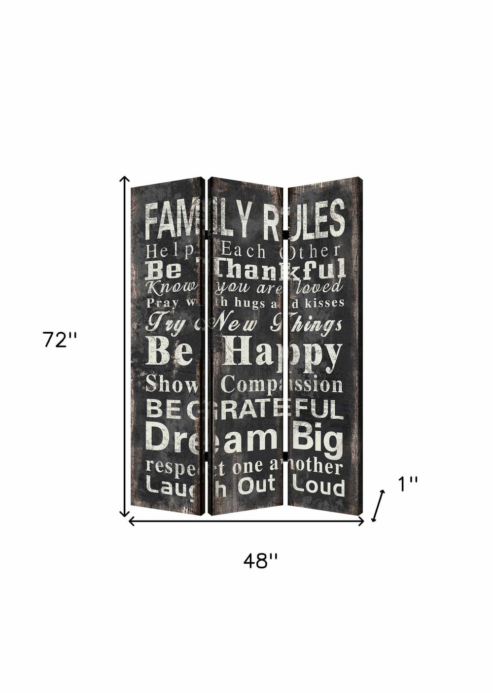48 X 72 Multi Color Wood Canvas Family Rule Screen - Homeroots - Flyclothing LLC