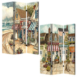 48 X 72 Multi Color Wood Canvas Seaside Town Slate Screen - Homeroots - Flyclothing LLC