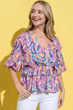 And The Why Printed Lantern Sleeve Blouse - Trendsi - Flyclothing LLC