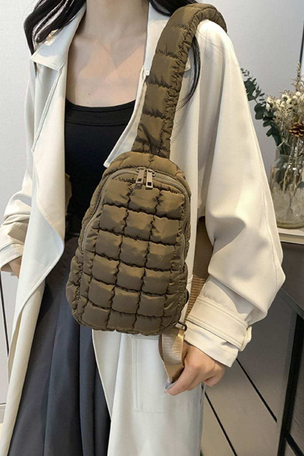 Quilted Nylon Crossbody Bag - Trendsi - Flyclothing LLC