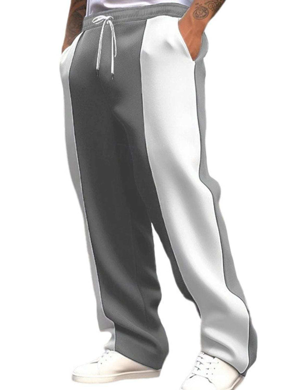 Men's Full Size Drawstring Contrast Pants Plus Size - Trendsi - Flyclothing LLC