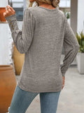 Decorative Button Round Neck Long Sleeve T-Shirt - Trendsi - Flyclothing LLC