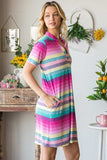 Heimish Full Size Striped Short Sleeve Mini Tee Dress Plus Size - Trendsi - Flyclothing LLC