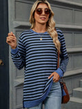 Striped Round Neck Long Sleeve T-Shirt - Trendsi - Flyclothing LLC