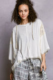 POL Short Sleeve Hoodie Top with Lace Detail - Trendsi - Flyclothing LLC