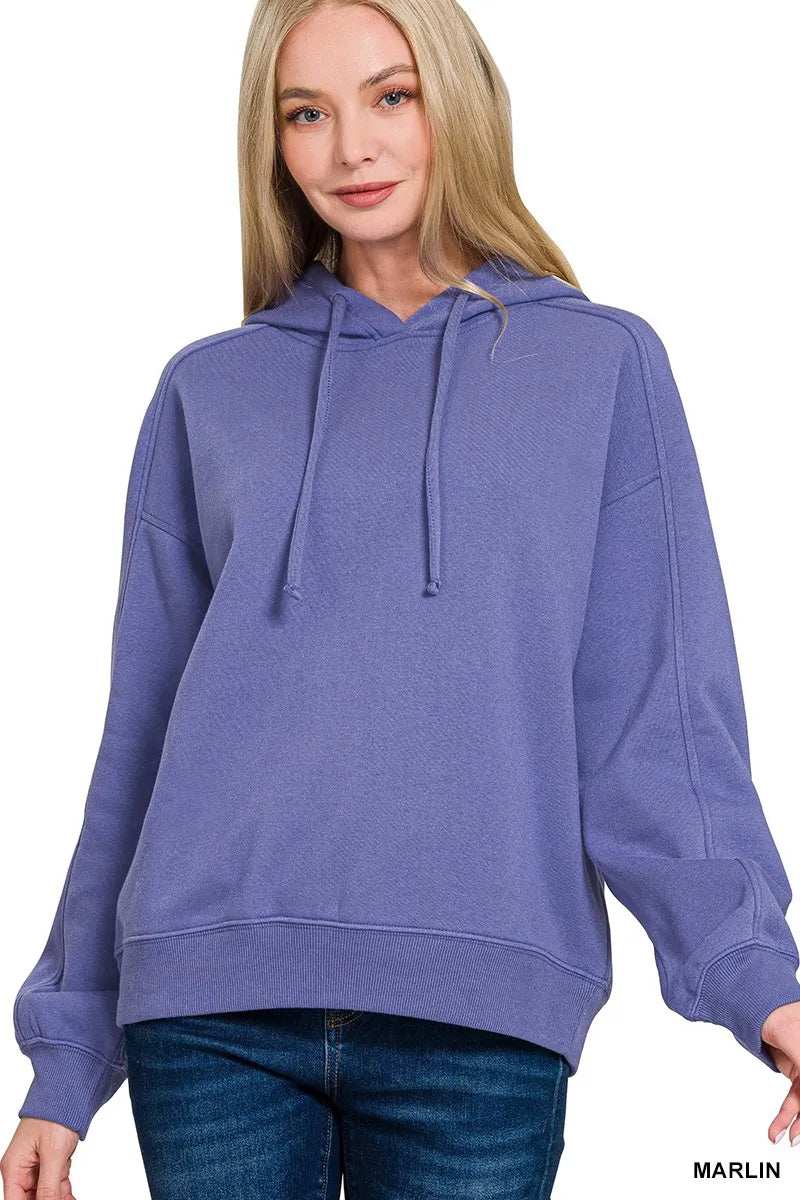 Zenana Drawstring Relaxed Fit Fleece Hoodie - Trendsi - Flyclothing LLC