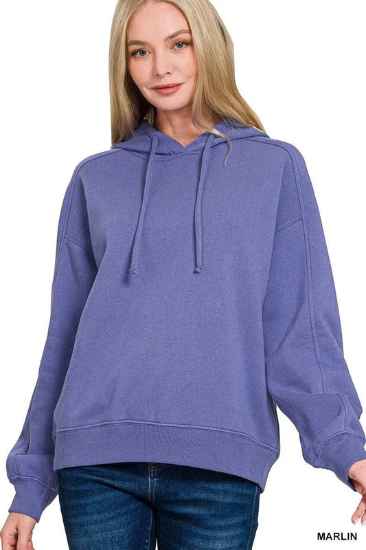 Zenana Drawstring Relaxed Fit Fleece Hoodie - Trendsi - Flyclothing LLC