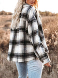 Pocketed Plaid Button Down Long Sleeve Shacket - Trendsi - Flyclothing LLC