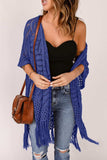 Openwork Open Front Cardigan with Fringes - Trendsi - Flyclothing LLC