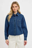 RISEN Button Up Long Sleeve Denim Shacket - Trendsi - Flyclothing LLC
