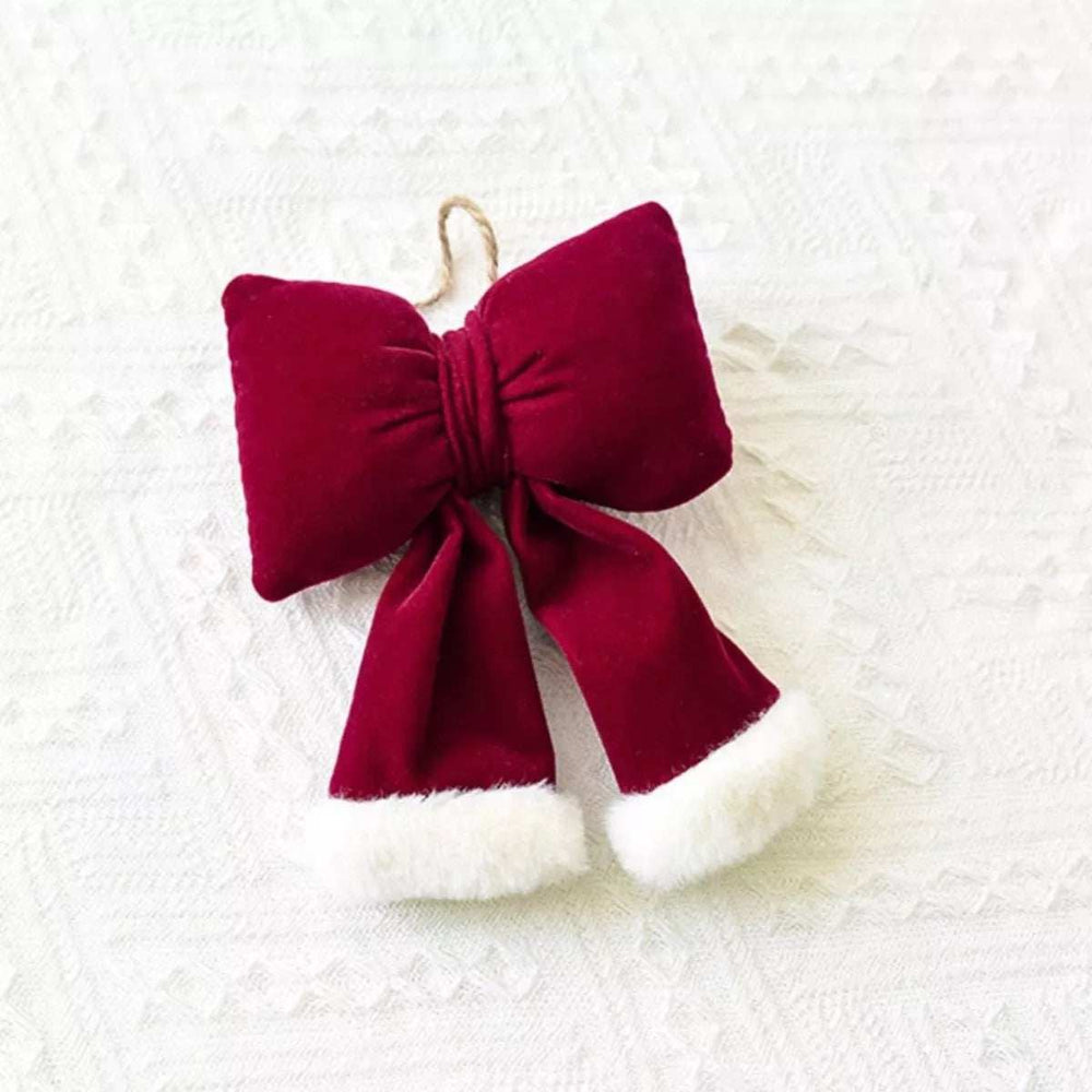 Christmas Velvet Bow Hanging Ornament - Trendsi - Flyclothing LLC