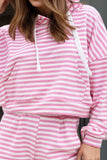 Drawstring Striped Hooded Top and Shorts Set - Trendsi - Flyclothing LLC