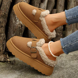 Fuzzy Trim Buckle Platform Slippers - Trendsi - Flyclothing LLC