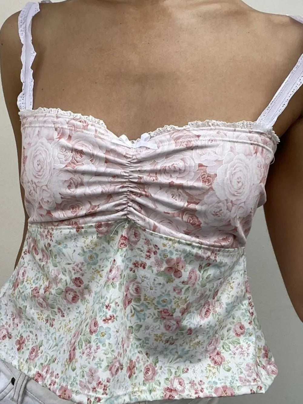 Lace Detail Floral Sweetheart Neck Cami - Trendsi - Flyclothing LLC