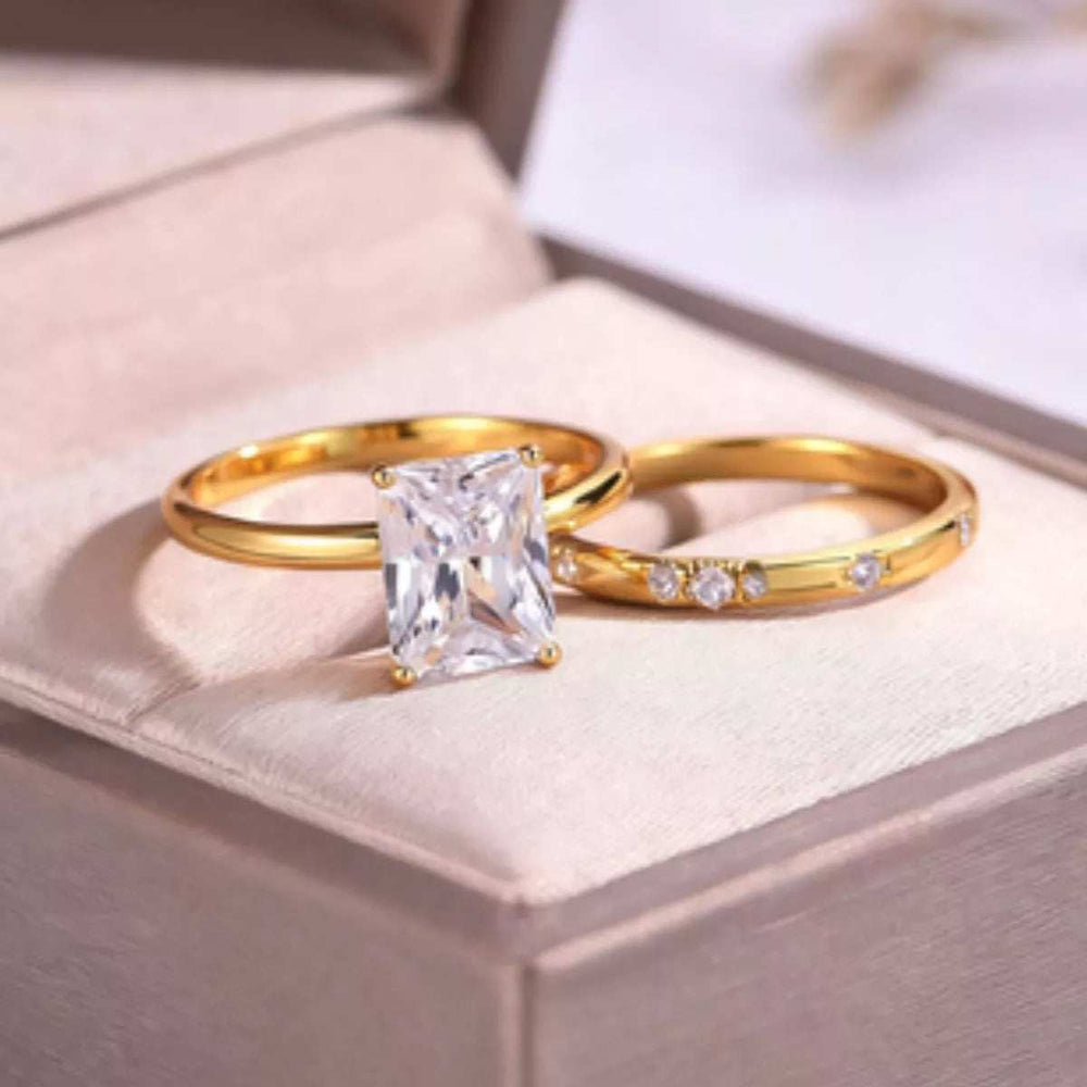 2 Carat Moissanite 925 Sterling Silver Zircon Minimalist 2 Piece Ring - Trendsi - Flyclothing LLC