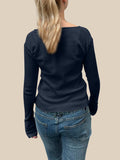 Devine Quarter Button Long Sleeve T-Shirt - Trendsi - Flyclothing LLC