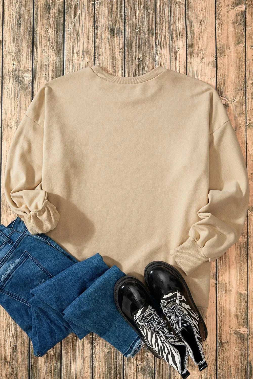 High-Low Round Neck Long Sleeve Sweatshirt - Trendsi - Flyclothing LLC