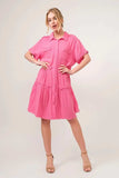 And The Why Full Size Raw Edge Washed Tiered Shirt Dress - Trendsi - Flyclothing LLC