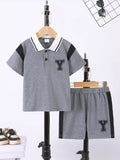 Children's Casual Short Sleeve Polo & Shorts Set - Trendsi - Flyclothing LLC