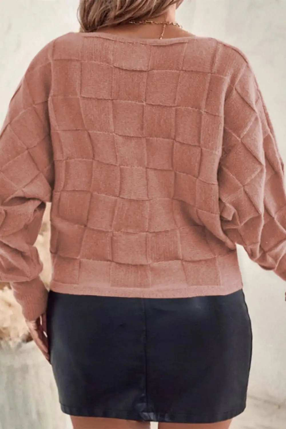 Plus Size Plaid Round Neck Sweater - Trendsi - Flyclothing LLC