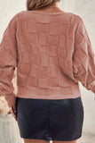 Plus Size Plaid Round Neck Sweater - Trendsi - Flyclothing LLC