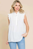 Culture Code Full Size Frill Edge Smocked Sleeveless Top - Trendsi - Flyclothing LLC
