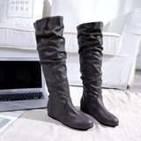 Round Toe Slouch Boots - Trendsi - Flyclothing LLC