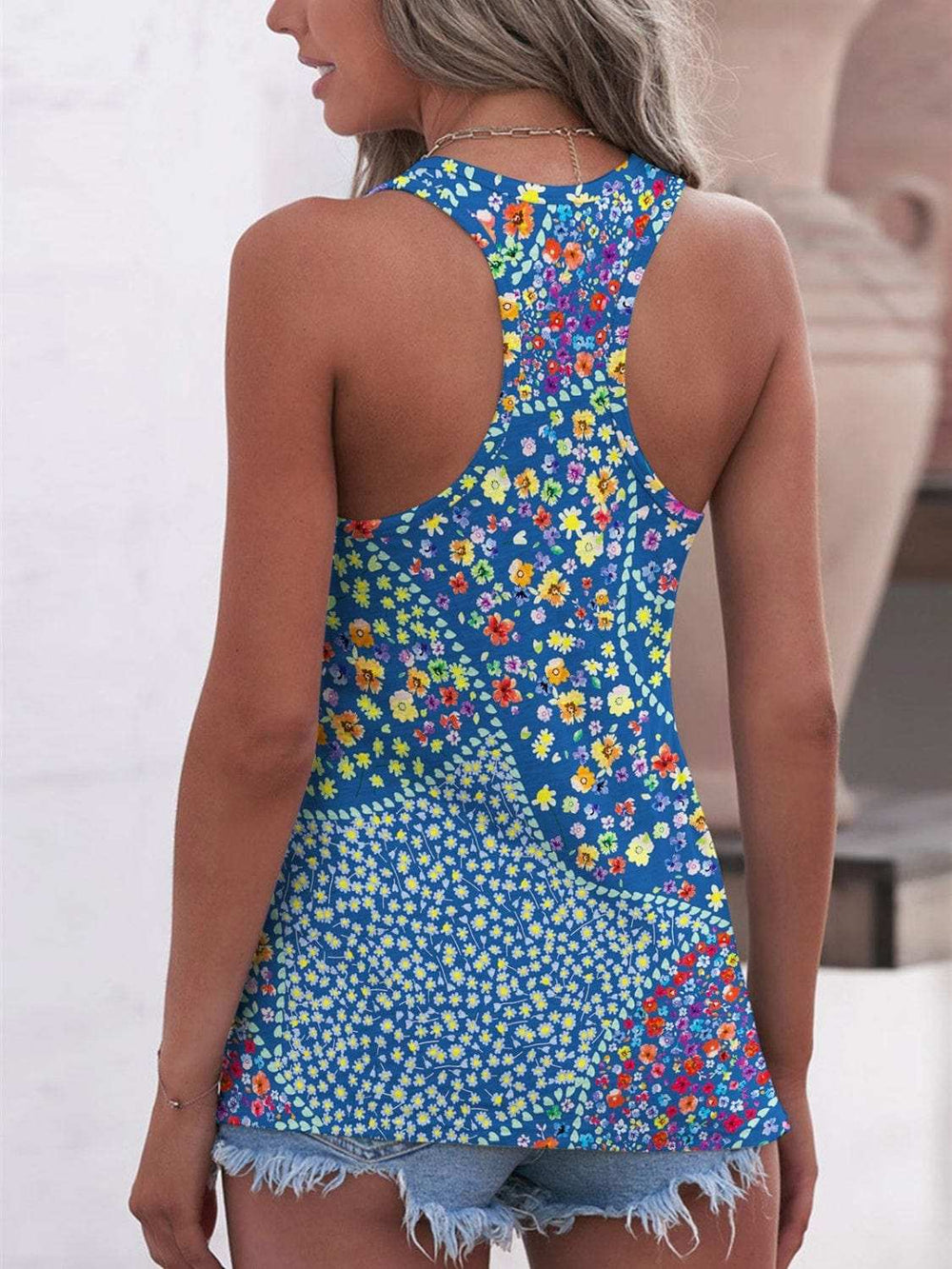 Printed Scoop Neck Wide Strap Tank - Trendsi - Flyclothing LLC