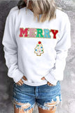 MERRY Round Neck Long Sleeve Sweatshirt - Trendsi - Flyclothing LLC