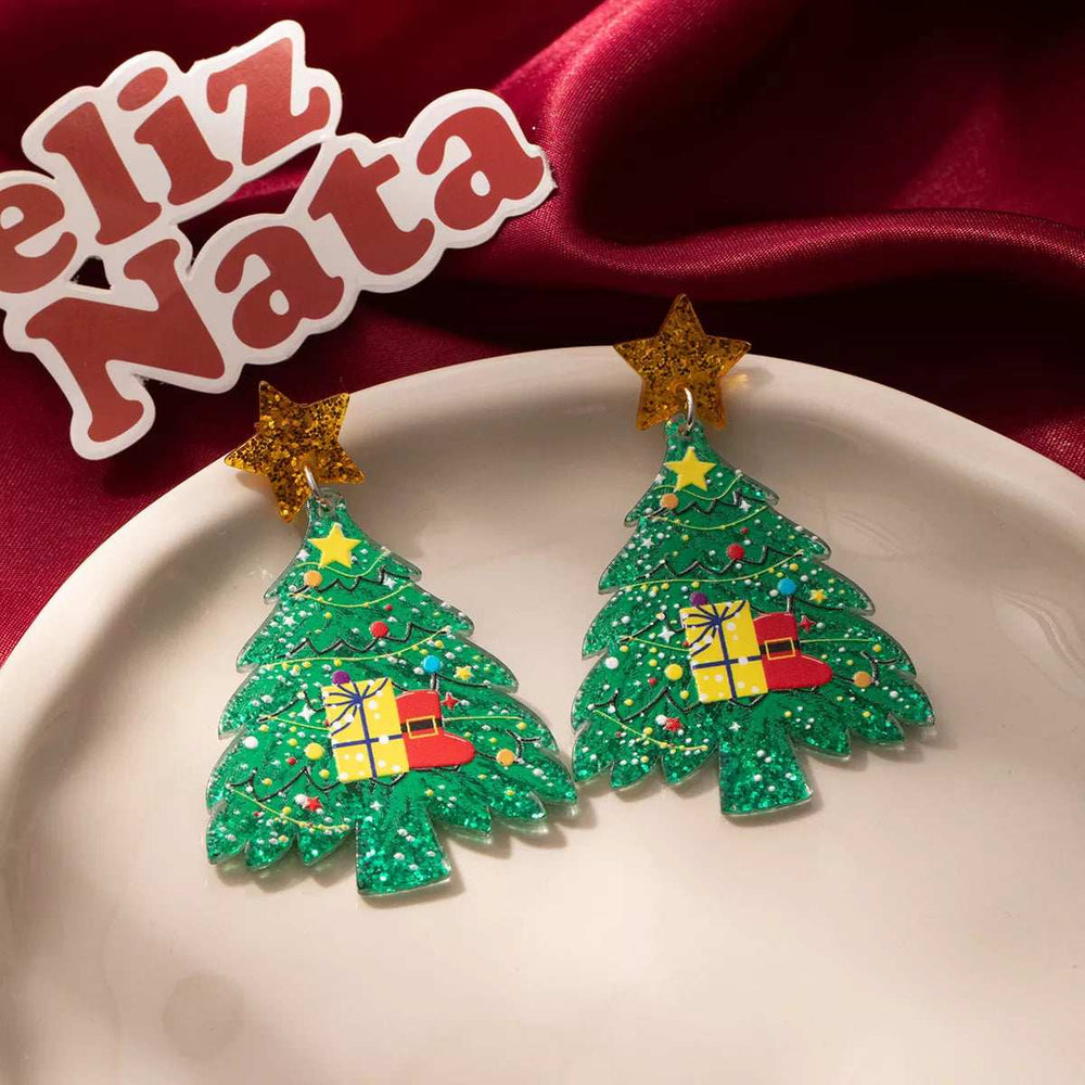 Acrylic Christmas Tree Earrings - Trendsi - Flyclothing LLC