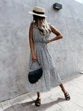 Ruffled Surplice Printed Cap Sleeve Dress - Trendsi - Flyclothing LLC