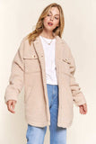 And The Why Teddy Sherpa Button Down Curved Hem Shacket - Trendsi - Flyclothing LLC