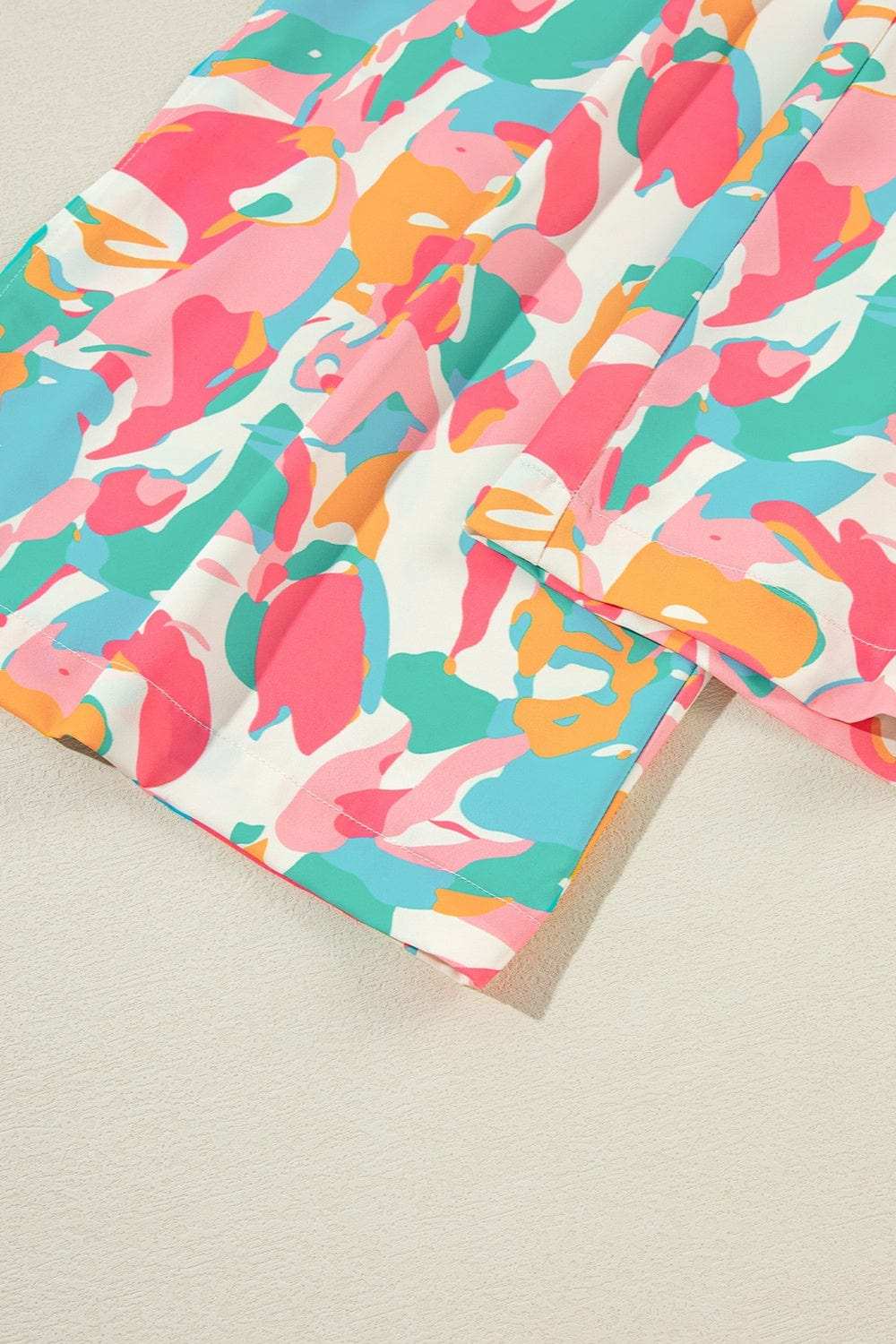 Printed Notched Cap Sleeve Top and Pants Set - Trendsi - Flyclothing LLC