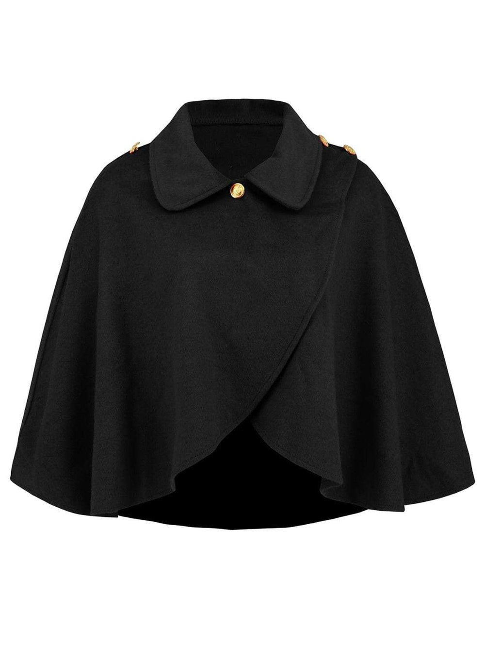 Collared Neck Cropped Cape - Trendsi - Flyclothing LLC