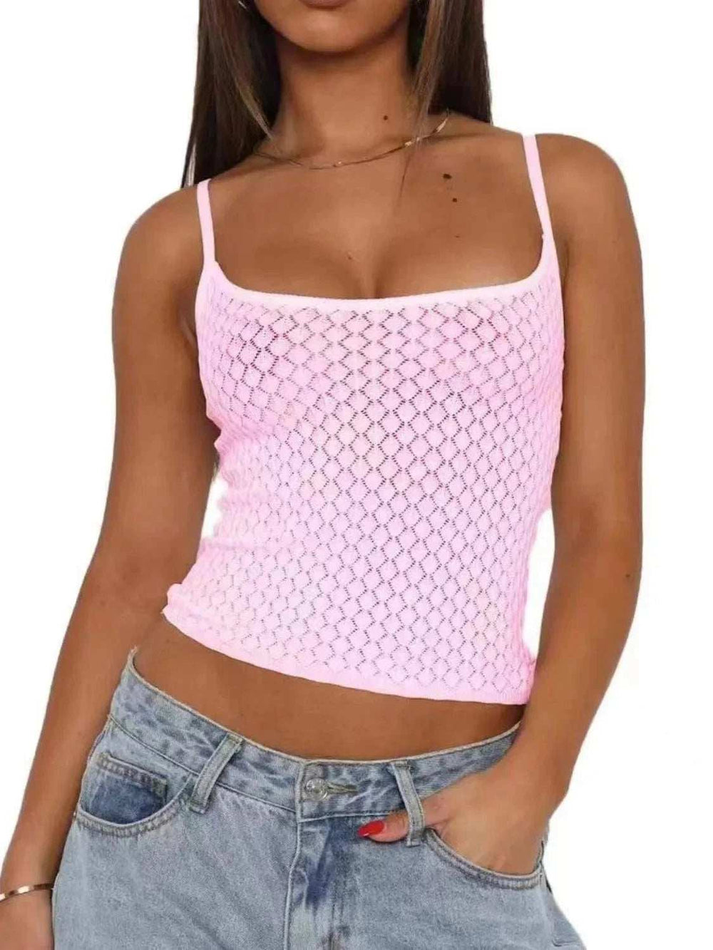 Lace Square Neck Cami - Trendsi - Flyclothing LLC