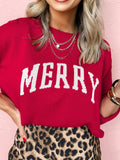 MERRY Letter Pattern Christmas Baggy Sweater - Trendsi - Flyclothing LLC